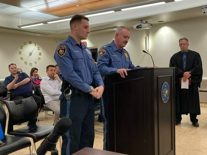 Two Bristol Township police officers were ceremoniously sworn in at the recent township council meeting.