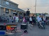 Artifact Brewery was packed Friday as onlookers watched vehicles cruise down York Road.