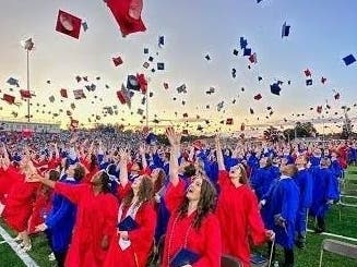 Neshaminy High School's Class of 2023 commencement ceremony was held Wednesday on a new turf field that was completed just in time for graduation.