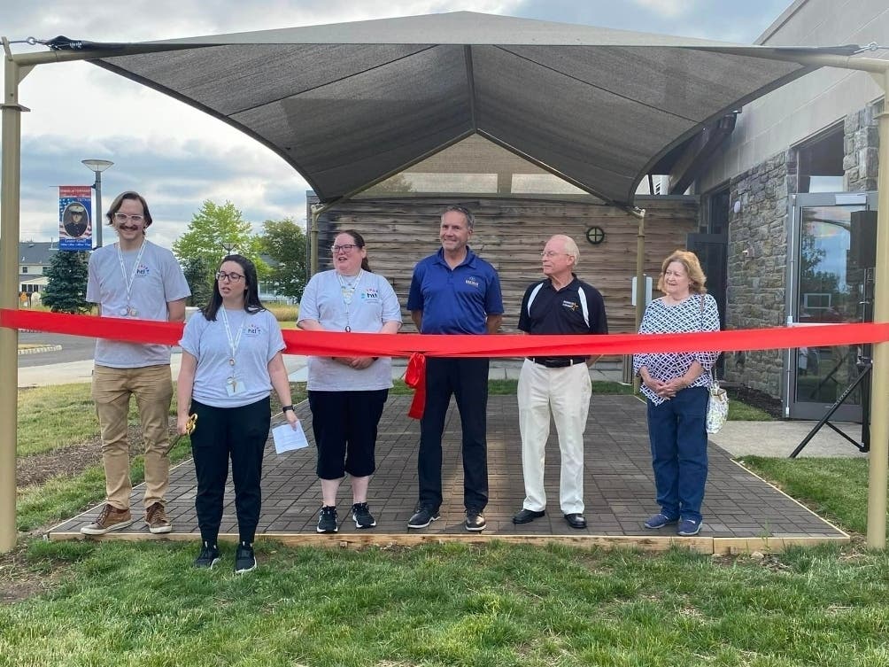 The Horsham Township Library held a ribbon-cutting ceremony for its new programming porch with township officials last week.
