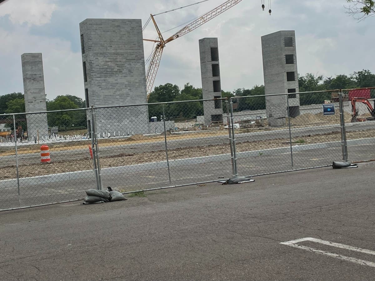 Elevator towers are now standing on the construction site next to the Oxford Valley Mall in Middletown Township.