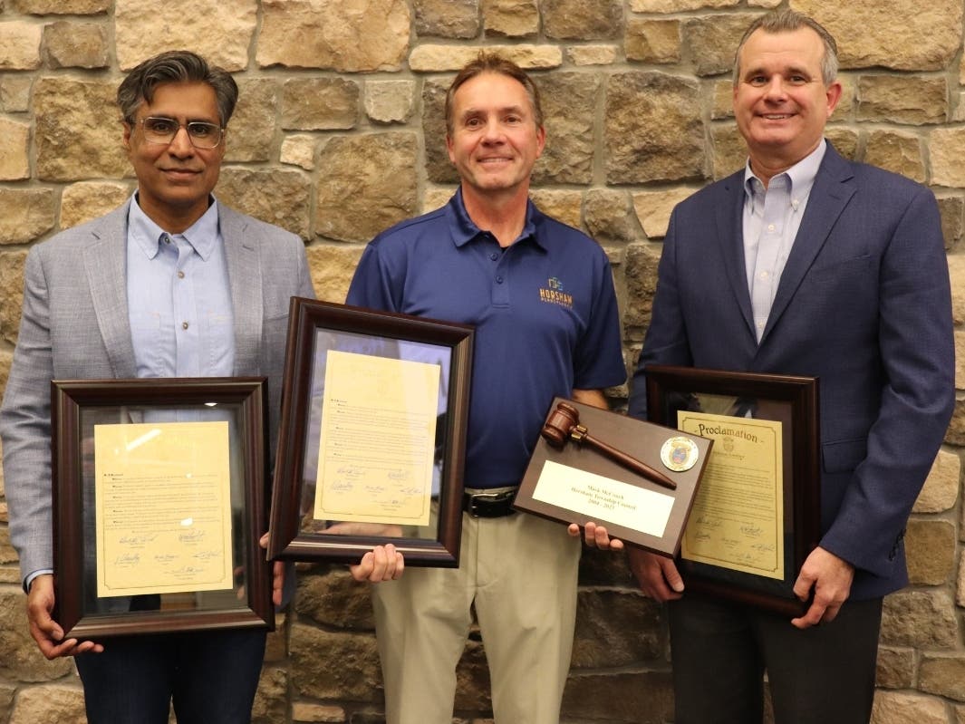 Junaid Chaudhry, Mark McCouch, and Greg Nesbitt were honored recently with proclamations recognizing their years of dedicated service to Horsham Township.