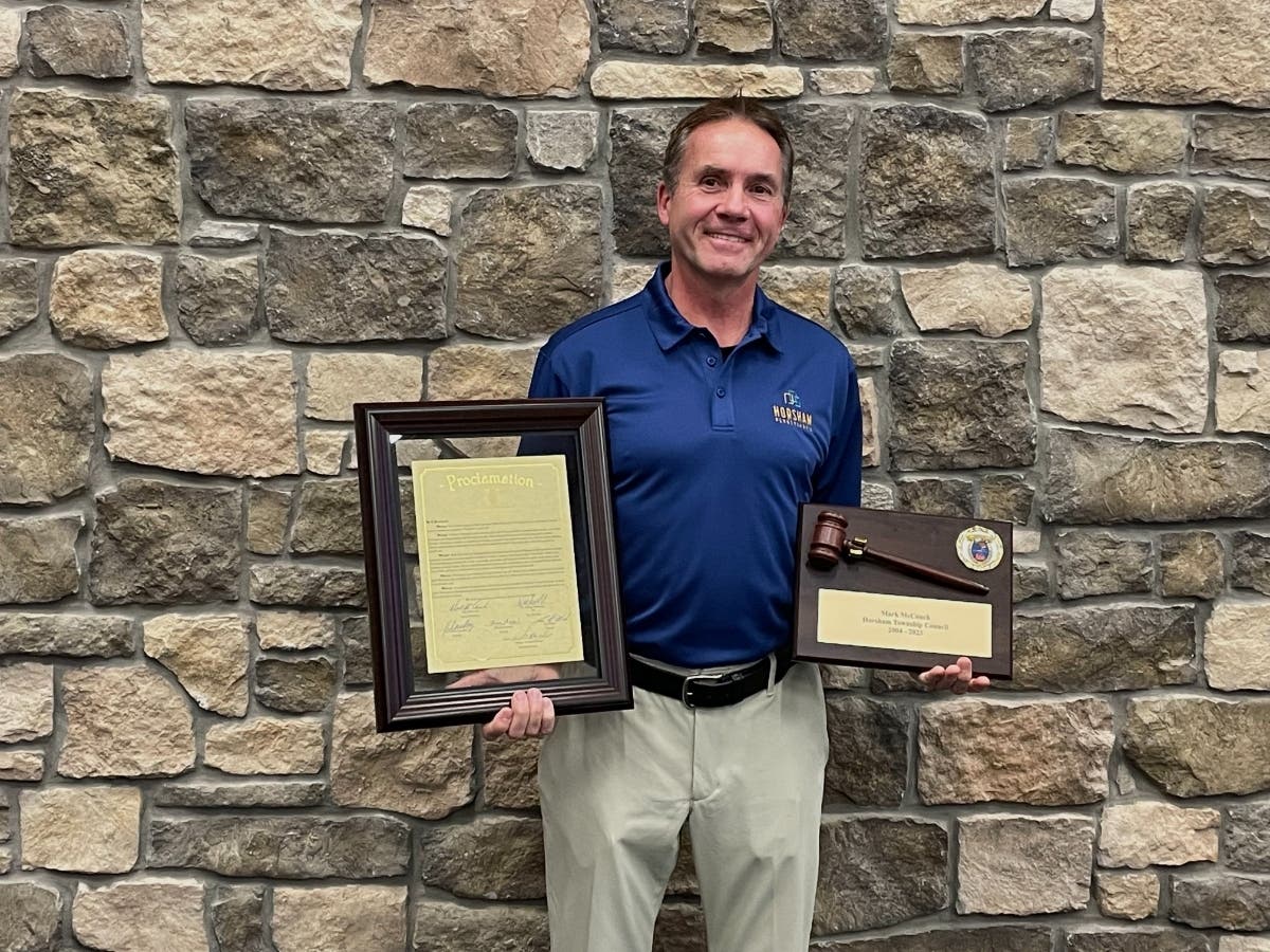 Horsham Council President Mark McCouch was recognized for his 20 years of service on the council and as the longest-serving council president in township history.