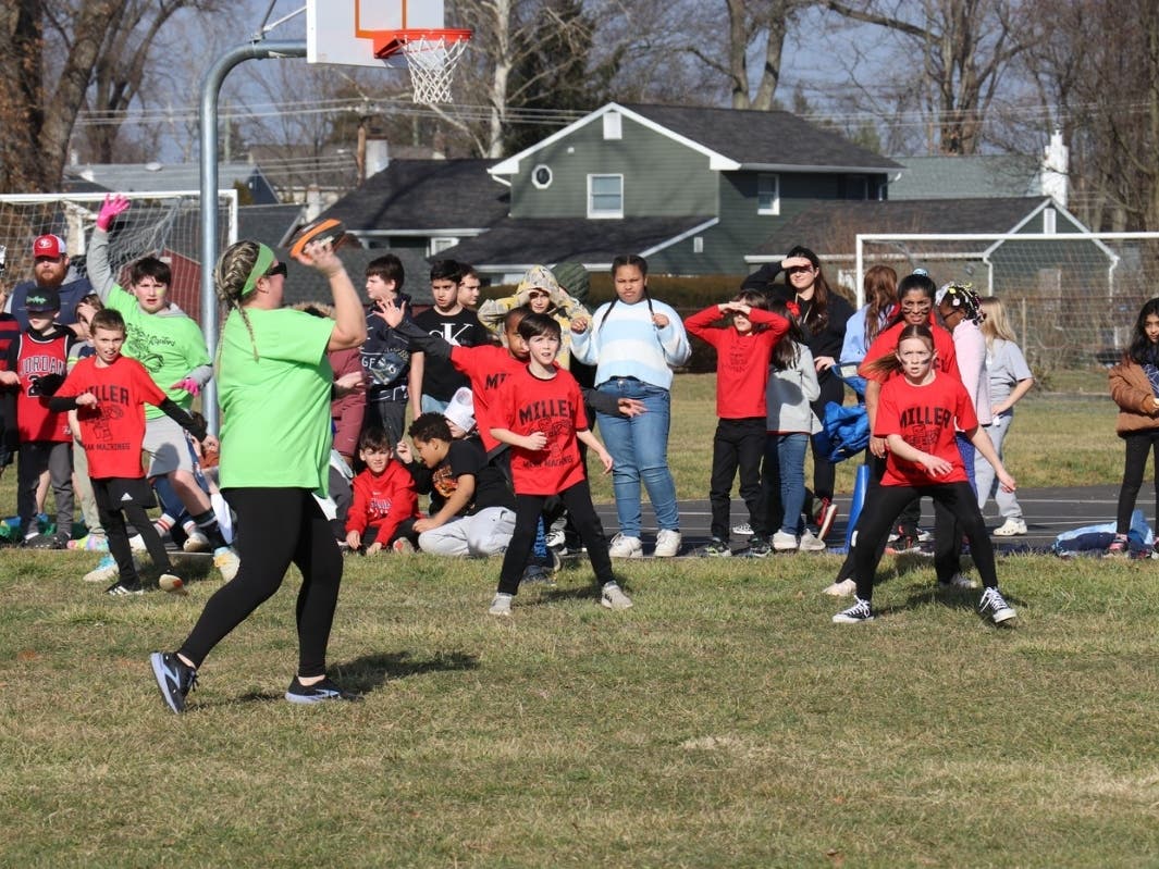 Students at Eleanor Roosevelt Elementary School participated in the 14th annual Super Duper Bowl on Friday. The traditional game benefits a charity each year. 