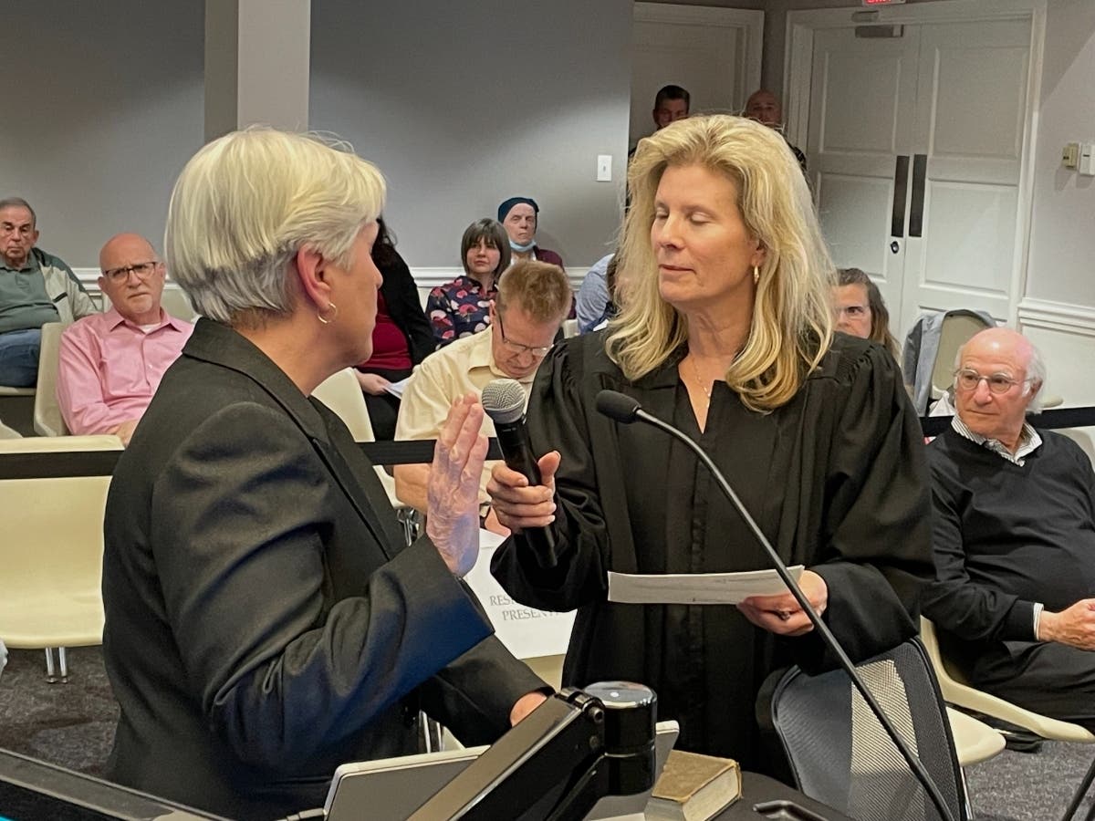 Christine Young-Gertz, left, was appointed by the Abington Township Commissioners Thursday night to represent Ward 10. She replaces Jessica Carswell who resigned on Feb. 16.