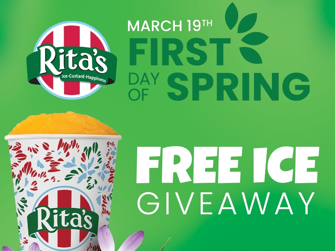 Rita's Italian Ice & Frozen Custard is offering patrons a free Italian ice Tuesday to celebrate the first day of spring.