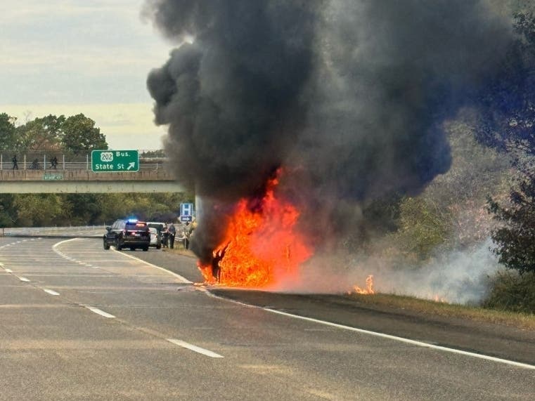 The Doylestown Township Police Department reported a vehicle fire and a two-vehicle crash on Route 611 late Monday afternoon.