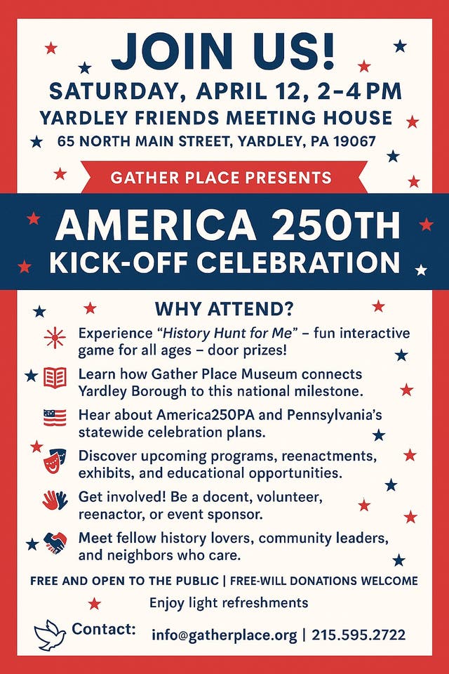Gather Place Kicking Off America250PA Festivities | Yardley, PA Patch