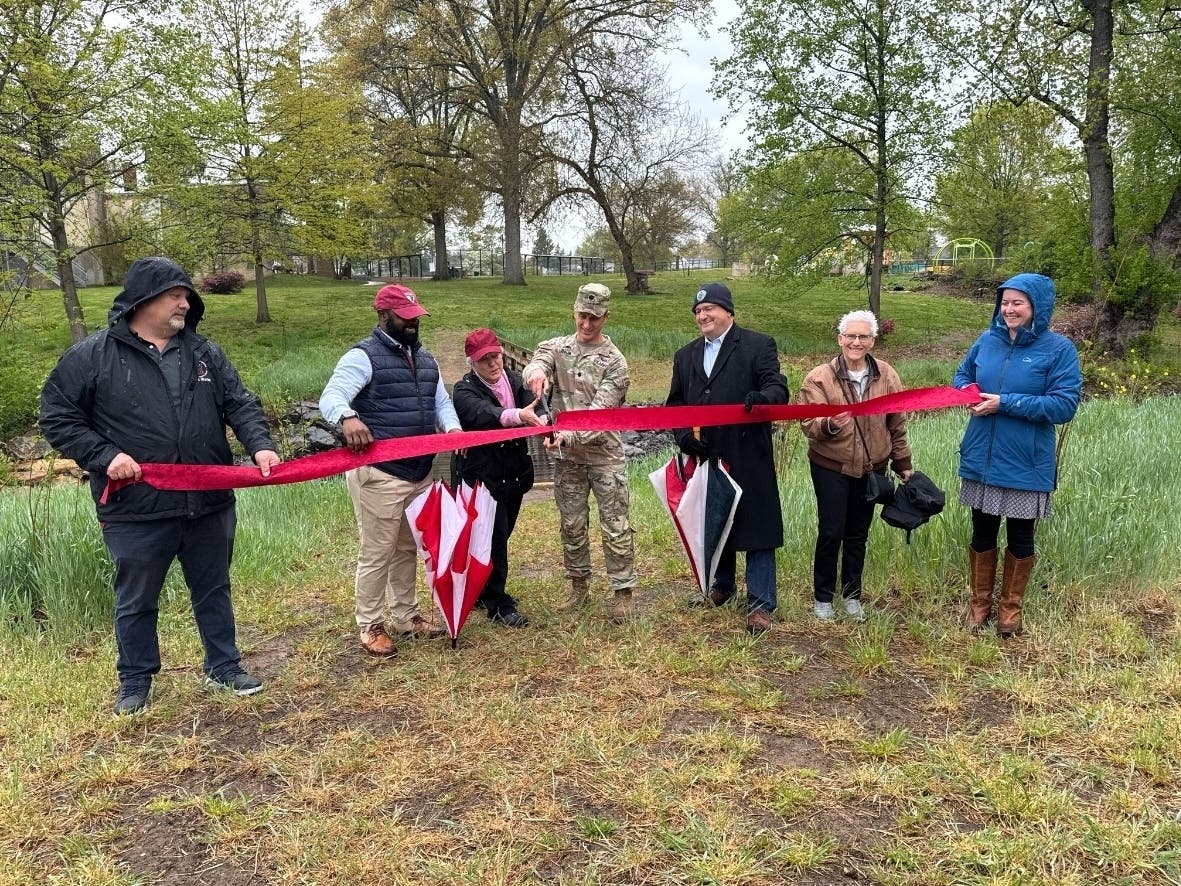 In honor of Earth Day on Wednesday, Abington Township officials gathered for a ribbon-cutting ceremony to showcase some park improvements.