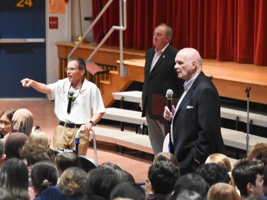 A Neshaminy school brought in two legendary Philadelphia area college basketball coaches to speak to students on Monday.