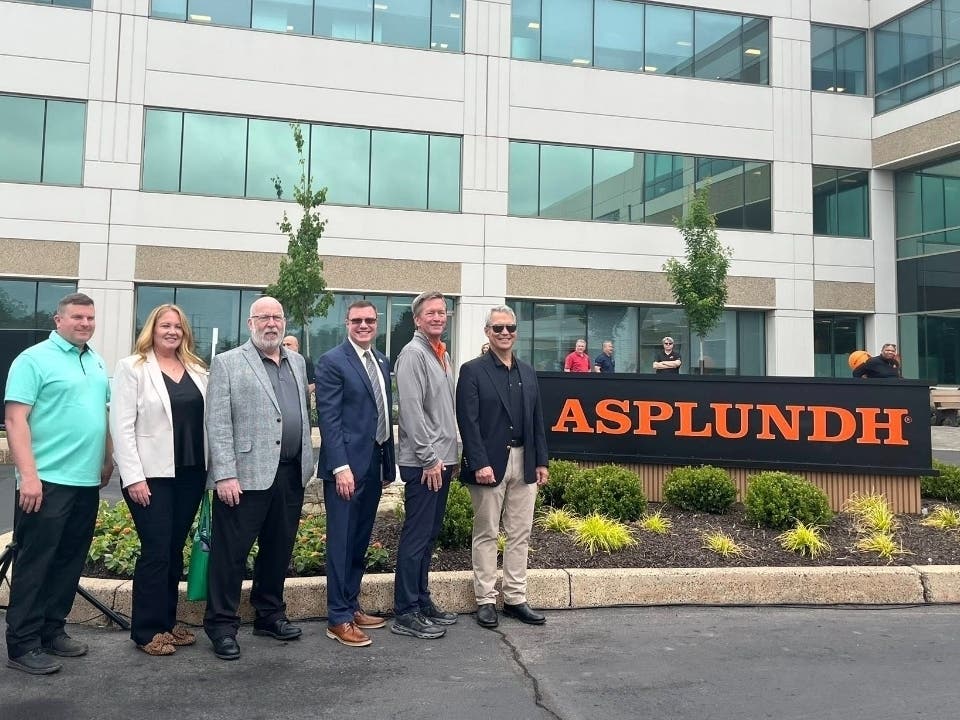 A ribbon-cutting ceremony was held for Asplundh's new international headquarters building at 680 Blair Mill Road.