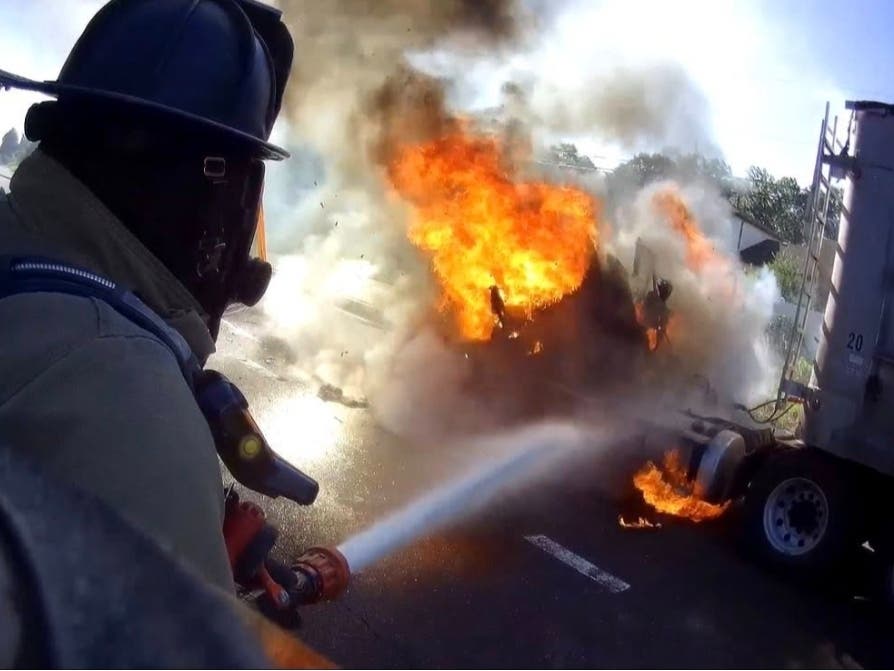 A fire destroyed a truck on Route 1 in Middletown Township on Tuesday morning.