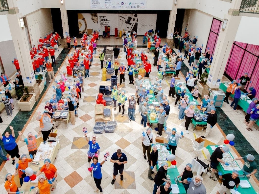 Crowds gather at the Oxford Valley Mall in Middletown Township for the United Way of Bucks County's annual "Knock Out Hunger" campaign.