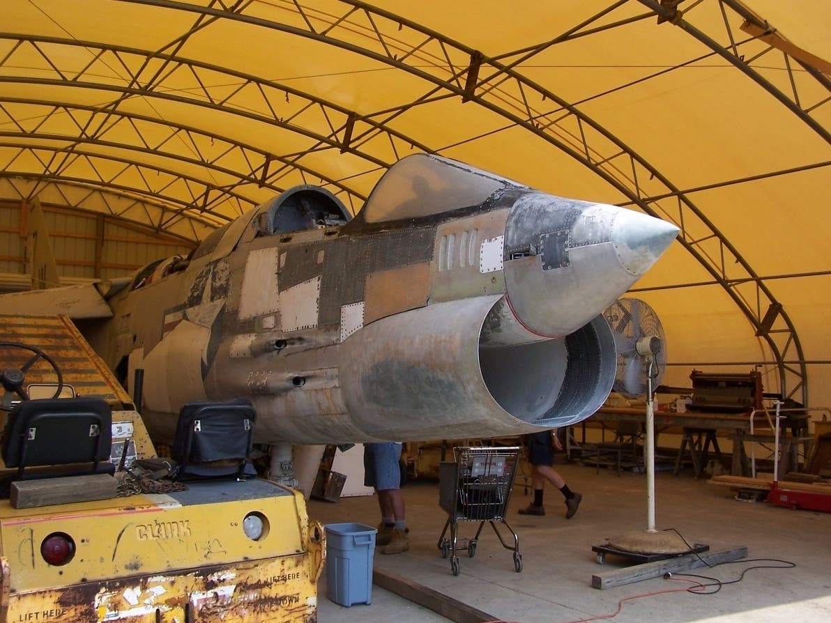 The F-8 Crusader arrived at the now-closed U.S. Navy Base in 1957, flying 2,786 hours for 20 years before being retired. It has been restored at the Horsham Aviation Museum.