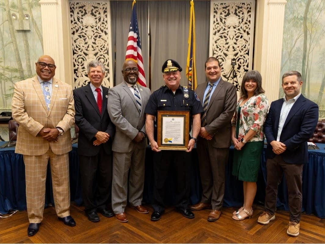 Commissioners honored its police chief after 37 years with the Cheltenham Township Police Department on his retirement at Wednesday night's meeting.