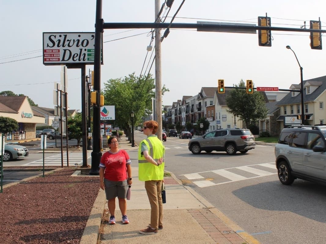 Hatboro Councilwoman Jennifer Hendrickson walked through the downtown business district on York Road, taking photos of existing signs.