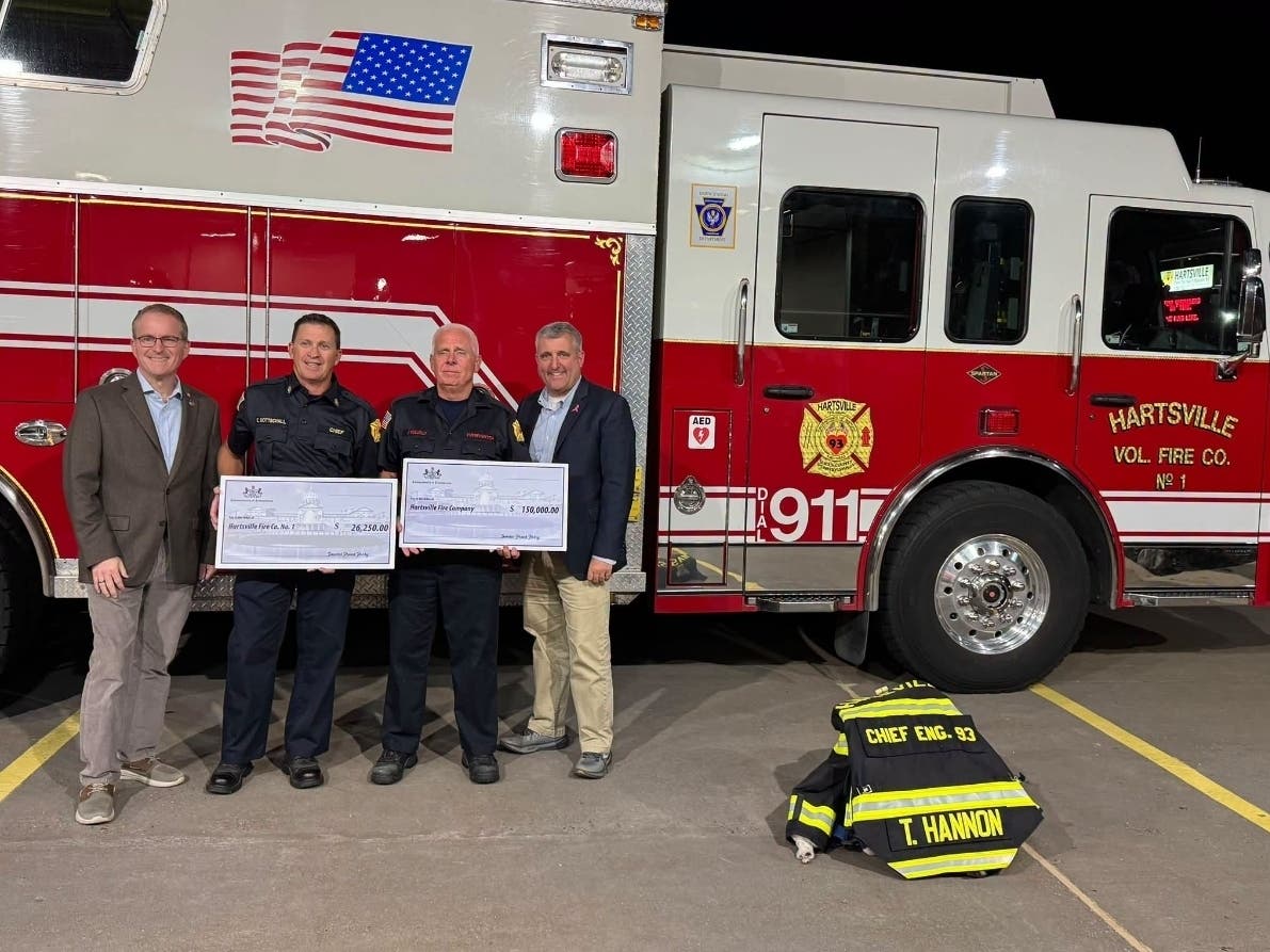 The Hartsville Fire Company received $350,000 in funding from State Sen. Frank Farry and State Rep. Brian Munroe.