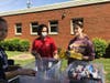 Dr. Aimee Holleb (left), Principal of Key Middle School, enjoyed working with other volunteers.