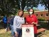 Dr. Aimee Holleb (right), Principal of Key Middle School, shared how much her school appreciates partnering with Food For Neighbors. Karen Joseph (left), the nonprofit's Founder, noted how important schools are in reaching children in need.