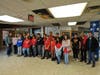 St. Bernadette Catholic Church members help to receive and sort food at nearby Washington Irving Middle School.
