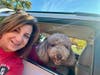 Liz Campbell, Sterling Area Manager, poses for a photo with favorite furry volunteer and mascot, Finn.