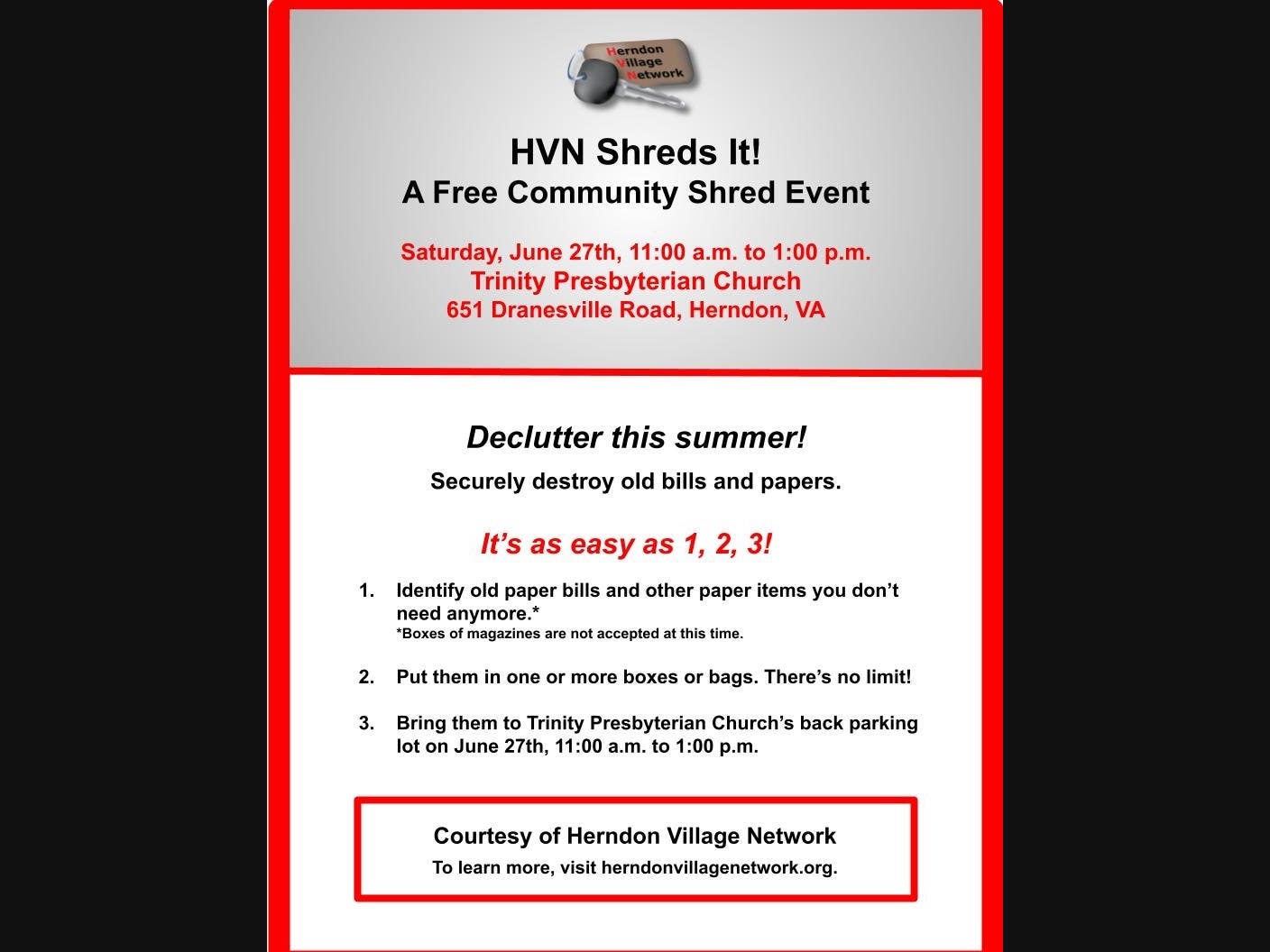 Securely destroy your old papers this coming Saturday, June 27th!