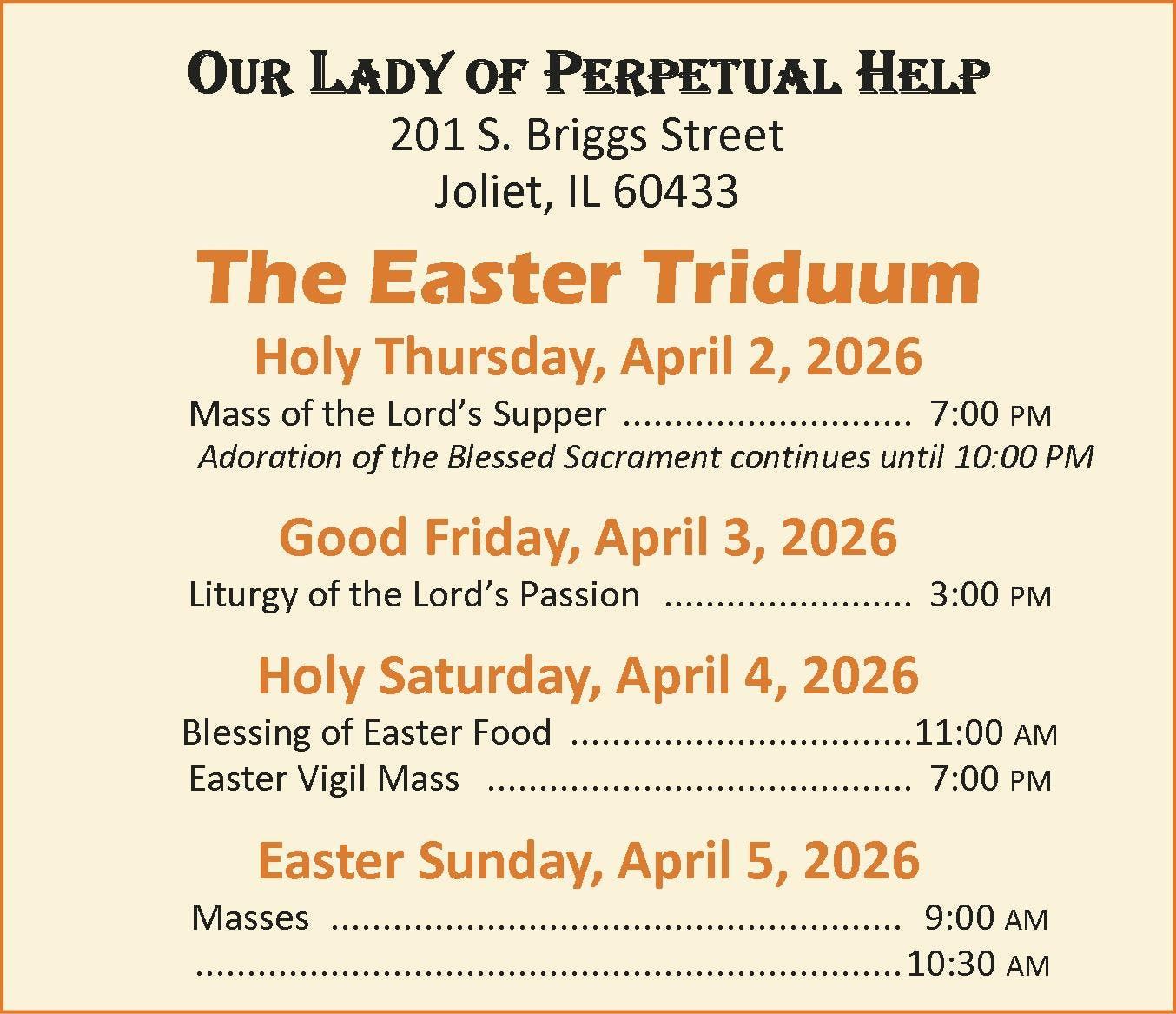 Holy Saturday Blessing of Easter Food