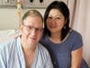 Matcha Time cafe owners Derek and Hatsumi Smith at a Tokyo hospital. He is recovering from a severe heart attack.
