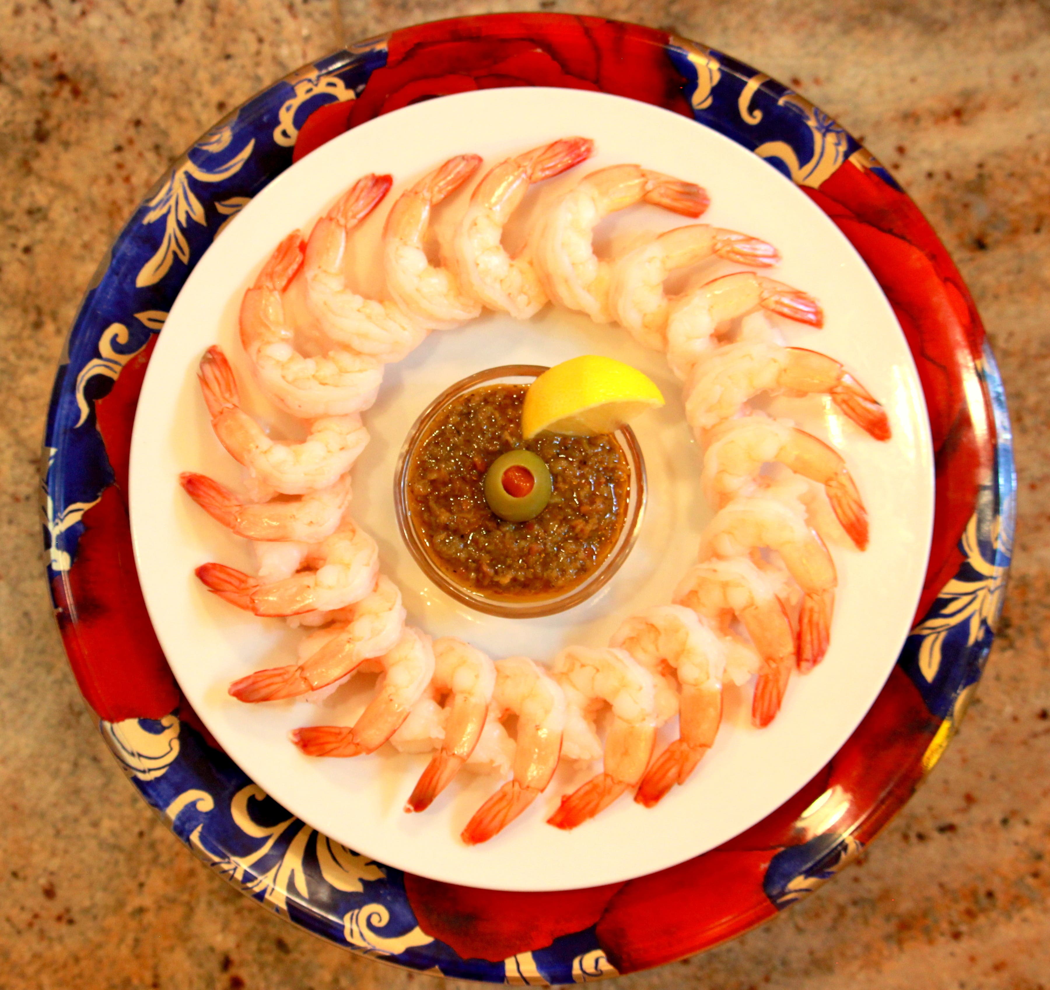 Mama Faith's Olive Spread dip for shrimp