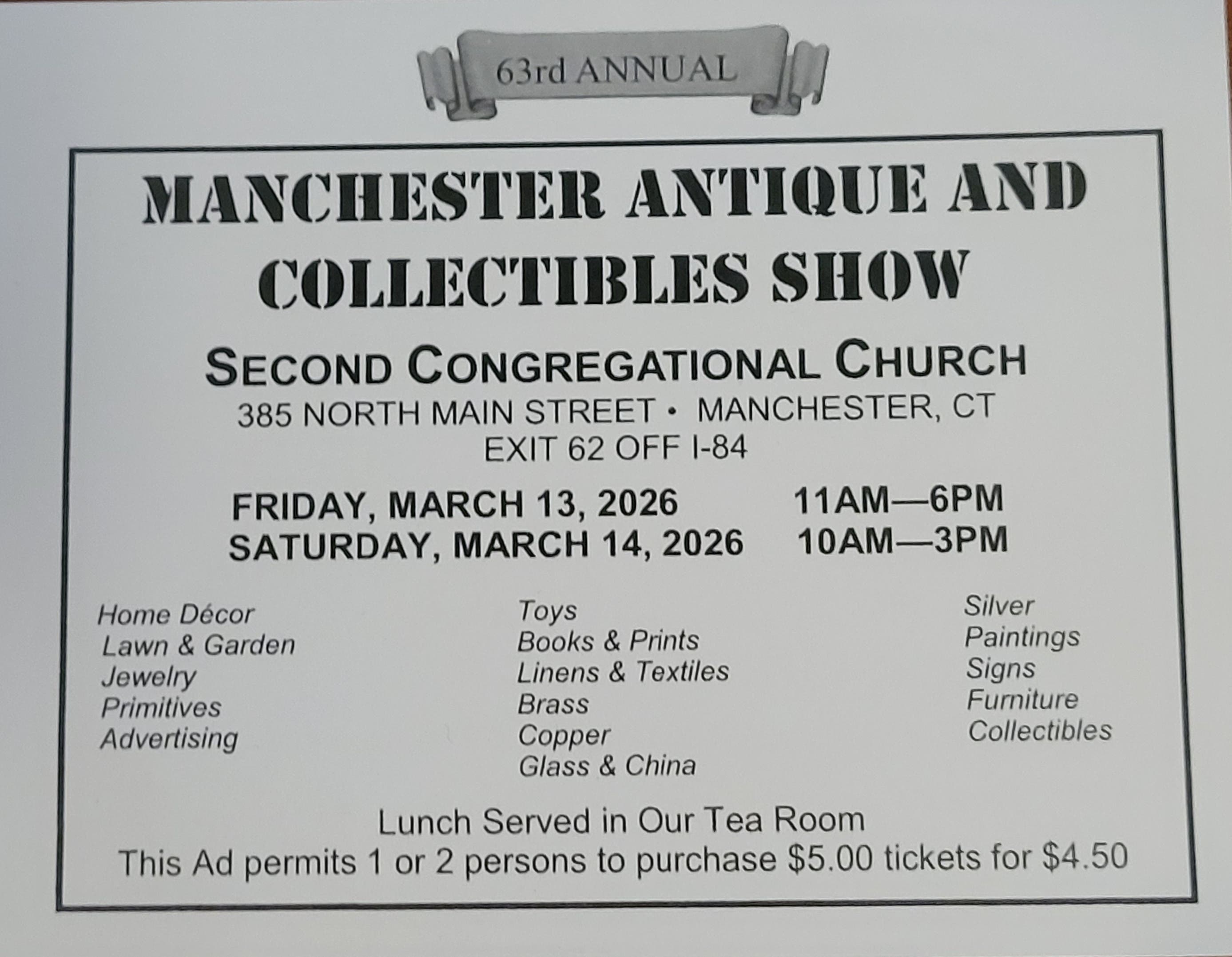63rd Annual Manchester Antique & Collectibles Show