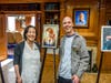 Ms. Rhee with her illustration created for author Preston Dennett's winning story, "A Certain Slant of Light."