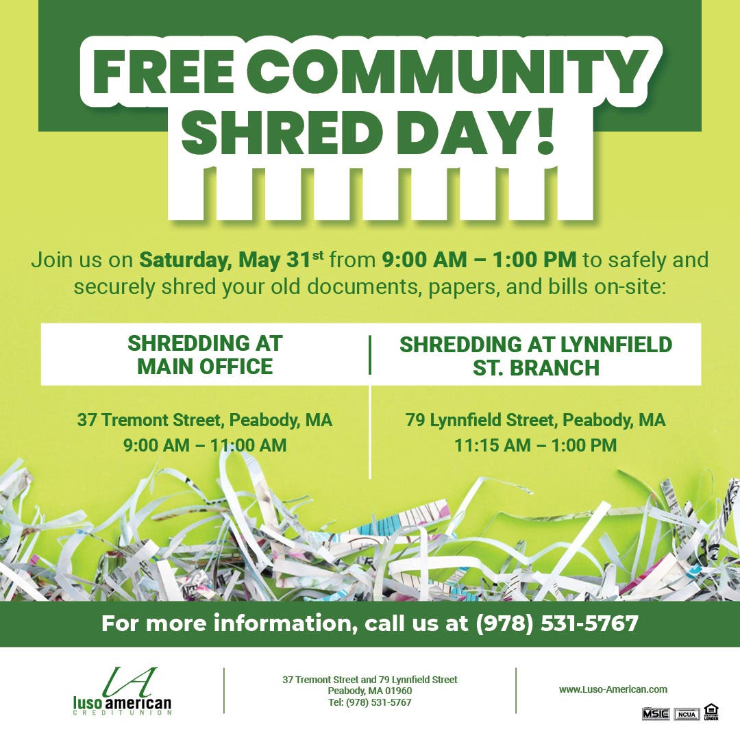 FREE Community Shred Day Hosted by Luso American Credit Union