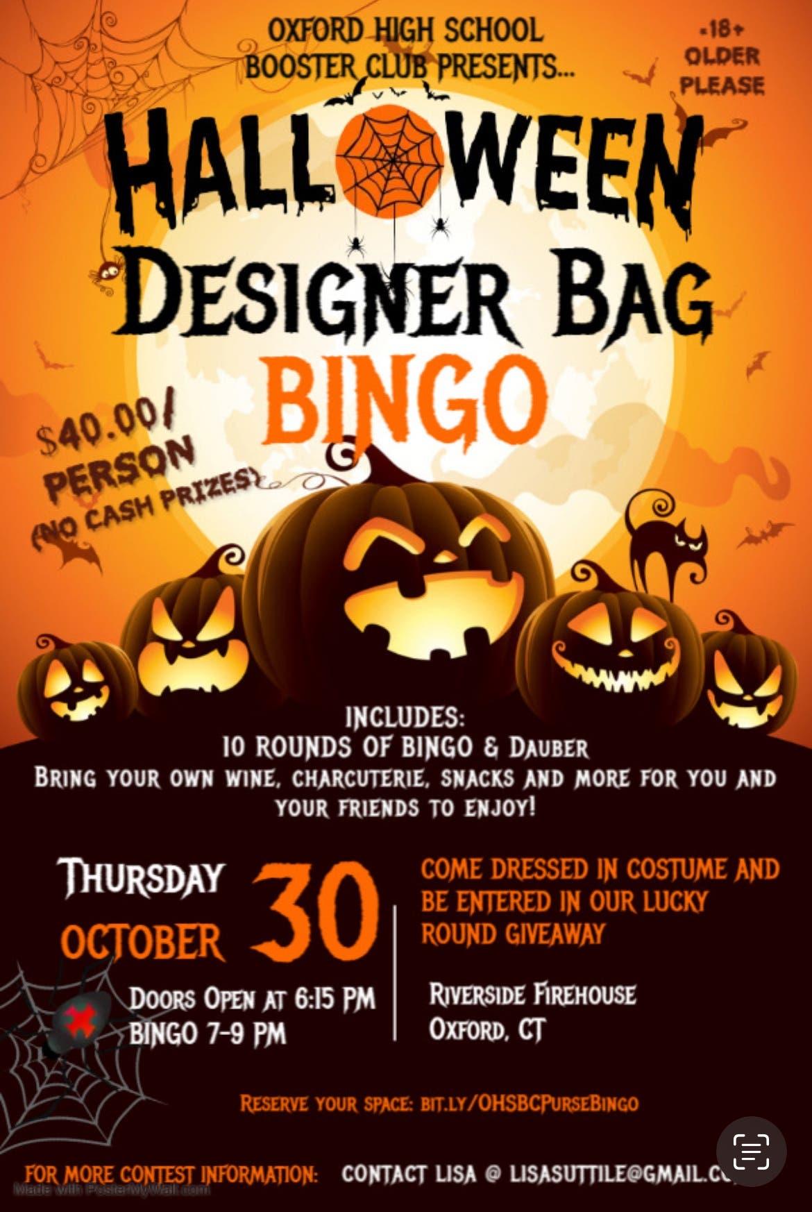 Oxford High School Booster Club's Halloween Designer Bag BINGO!