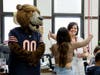 Staley Da Bear, Crystal Gonzalez, and Marshall Elementary fifth-grade teacher Maida Cornelio-Sauseda