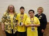 Superintendent Dr. Theresa Rouse, Spelling Bee Winner Isaac Padilla from Forest Park Individual Education, Spelling Bee Runner-Up Israel Alarcon Carrillo from Isaac Singleton Elementary School, and Board of School Inspector Deborah Ziech.