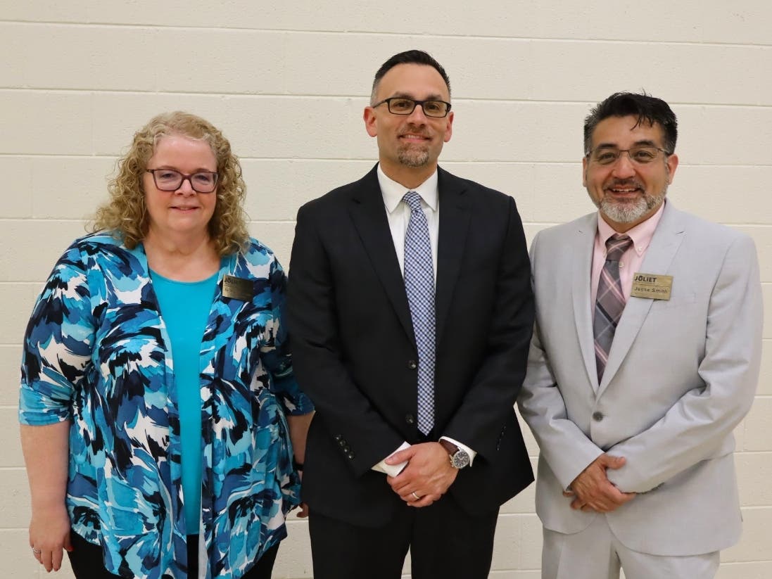 Joliet Public Schools District 86 Superintendent Dr. Theresa Rouse, José Jaramillo, and Board of School Inspector Jesse Smith 