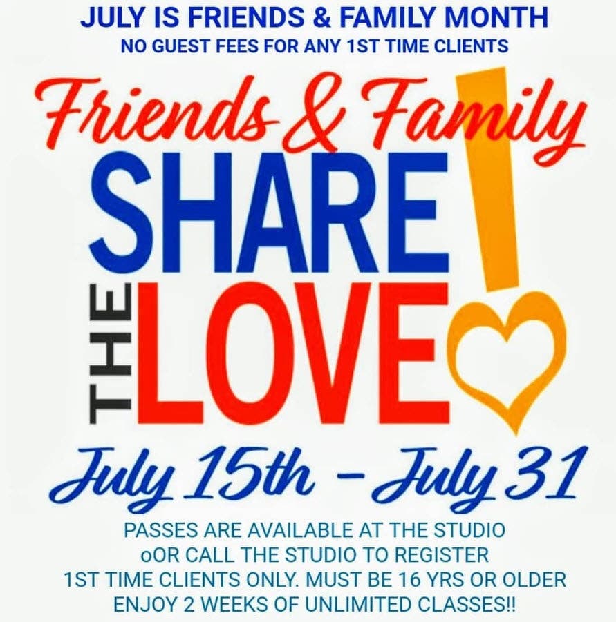 FREE EVENT ~ Friends & Family at Purenergy Studio ~ 2 Free Weeks of Unlimited Classes
