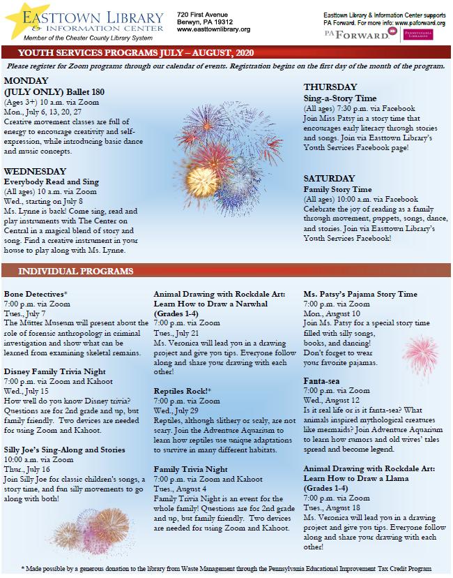 Youth Services July/August Flyer