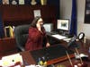 First Selectwoman Peggy Lyons talking town business. 