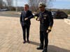 Gov. Ned Lamont and U.S. Surgeon General Jerome Adam​s bump elbows as a way to encourage people to not shake hands to avoid the spread of new coronavirus 