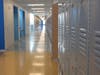 Walsh Intermediate School locker-lined hallway. 