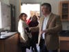 Walsh Intermediate School principal Raeanne Reynolds and First Selectman Jamie Cosgrove during tour of the new school building. 