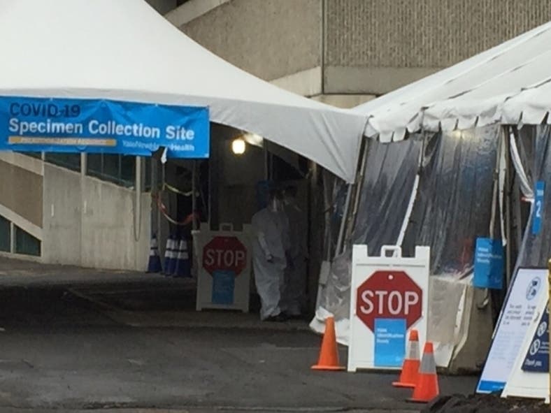 COVID-19 test site at Yale New Haven Health. 