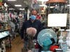 Sal Esposito welcome customers on reopening day at his Branford gift shop. 