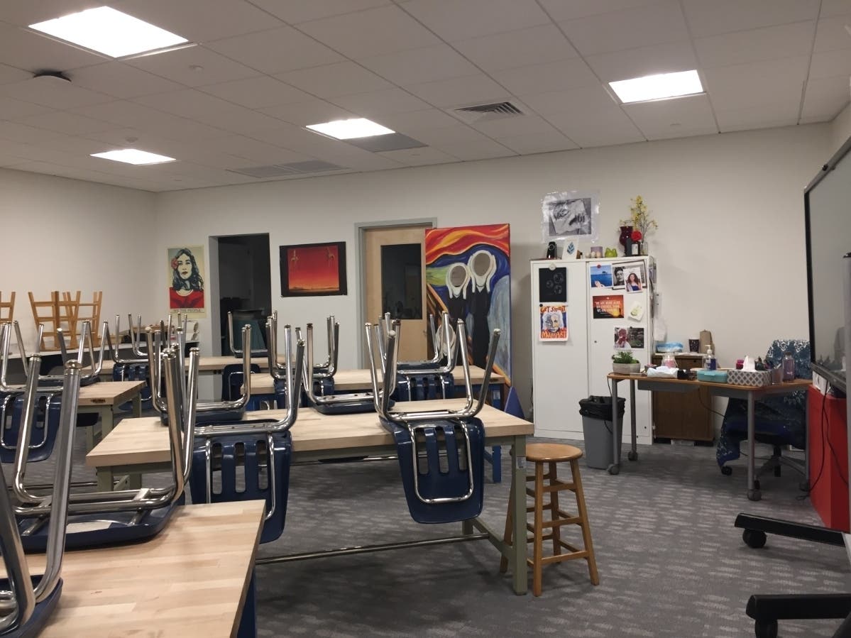 An art classroom at Walsh. 
