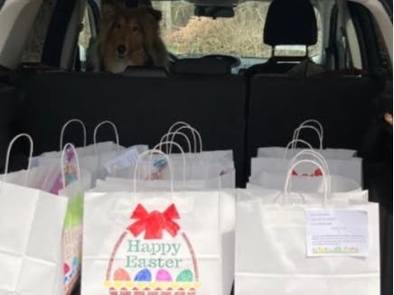 Guilford Interfaith Volunteers deliver 96 Easter meals. 