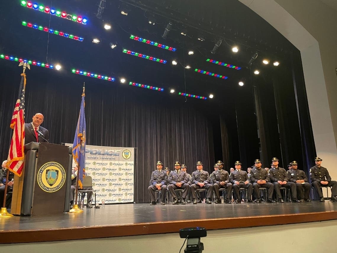 East Haven police officers sworn in. 