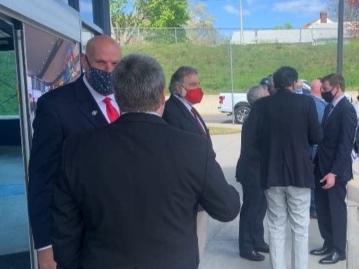 East Haven Mayor Joseph A. Carfora at Tweed New Haven Airport Thursday during expansion press conference. 