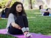 Farrah Daddio practicing yoga. 