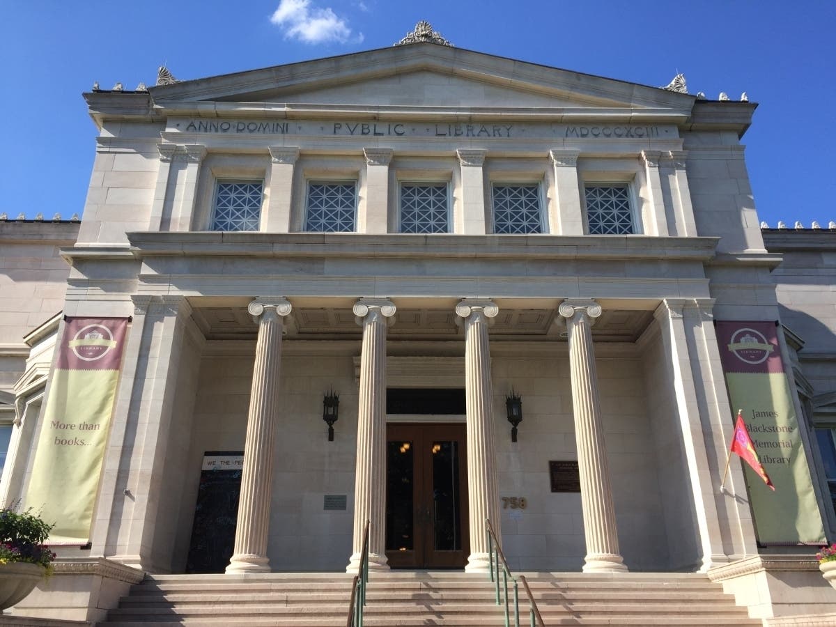 The James Blackstone Memorial Library in Branford. 